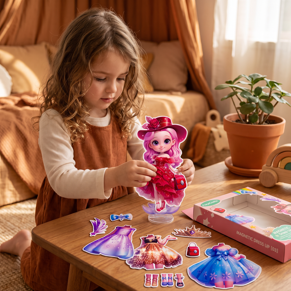 Magnetic Dress-Up Doll Set with Interchangeable Outfits
