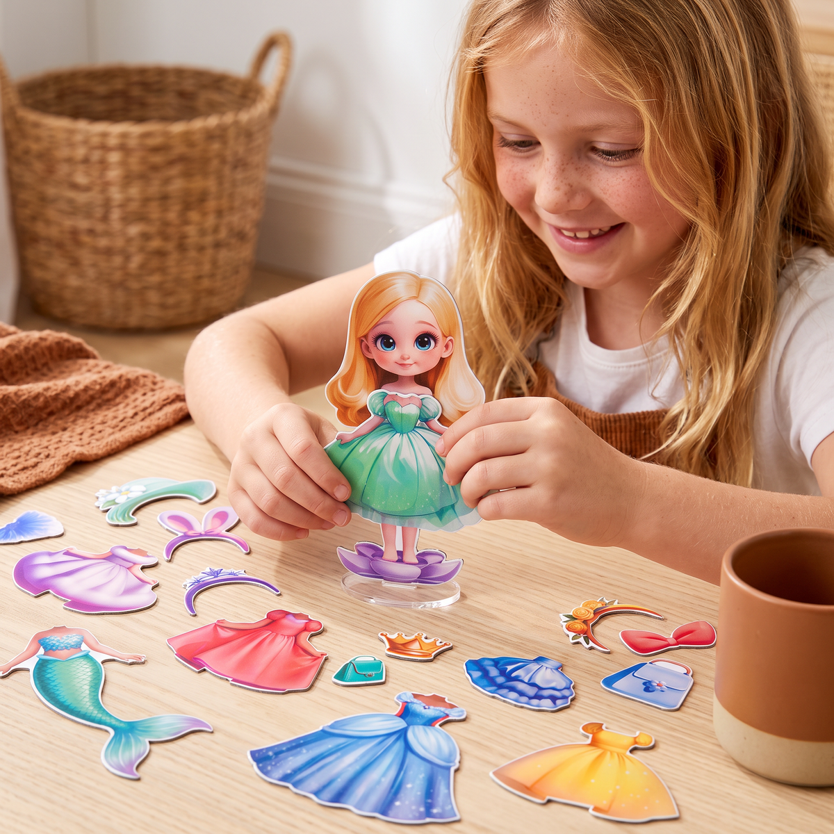 Magnetic Dress-Up Doll Set with Interchangeable Outfits