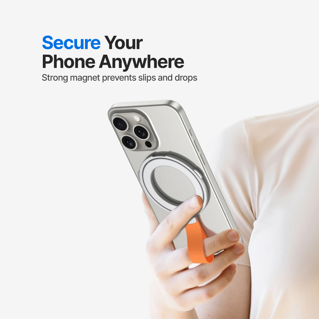 Rotatable Magnetic Phone Holder with Folding Ring