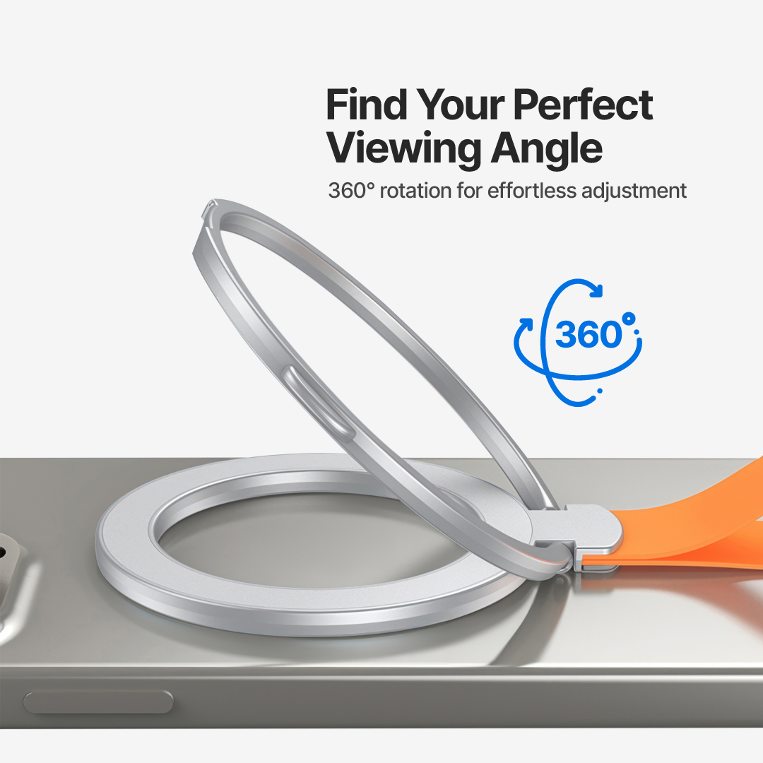 Rotatable Magnetic Phone Holder with Folding Ring
