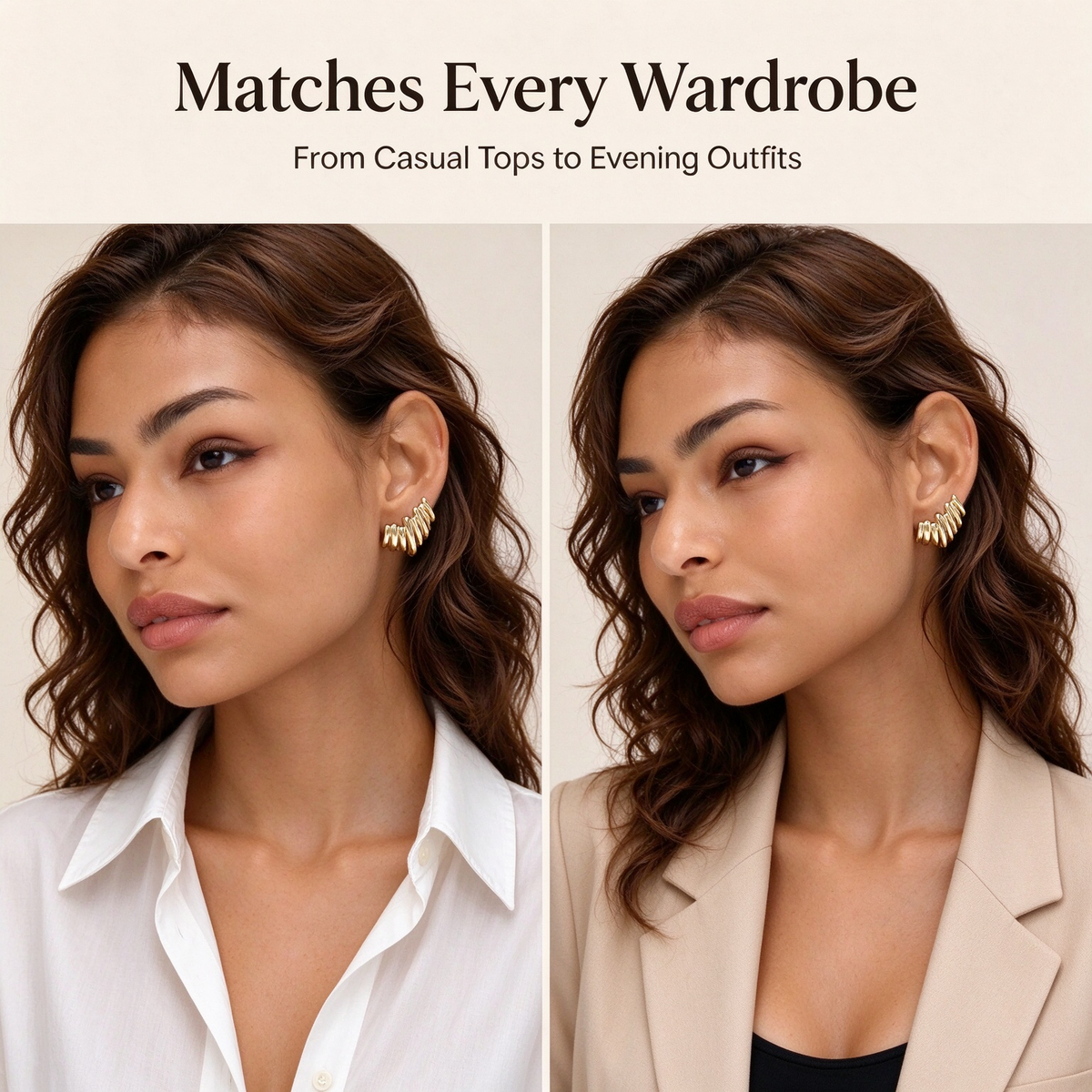 14K Gold Plated Statement Climber Stud Earrings for Women