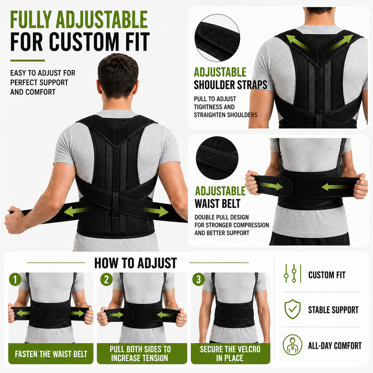 Thrives Outdoor | Spinalynx Adjustable One Piece Back Brace