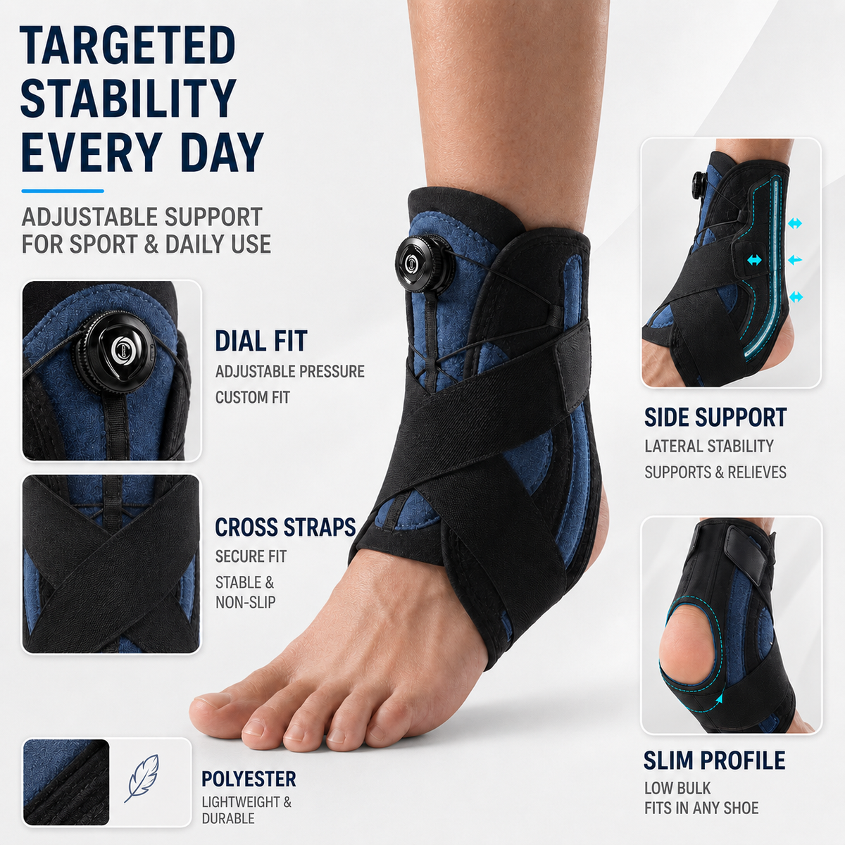 Sprained Ankle Support Brace | Adjustable Pressurised Recovery Stabiliser