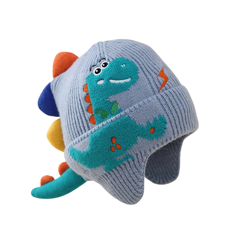 Cozy Knitted Hat with Playful Dino Design