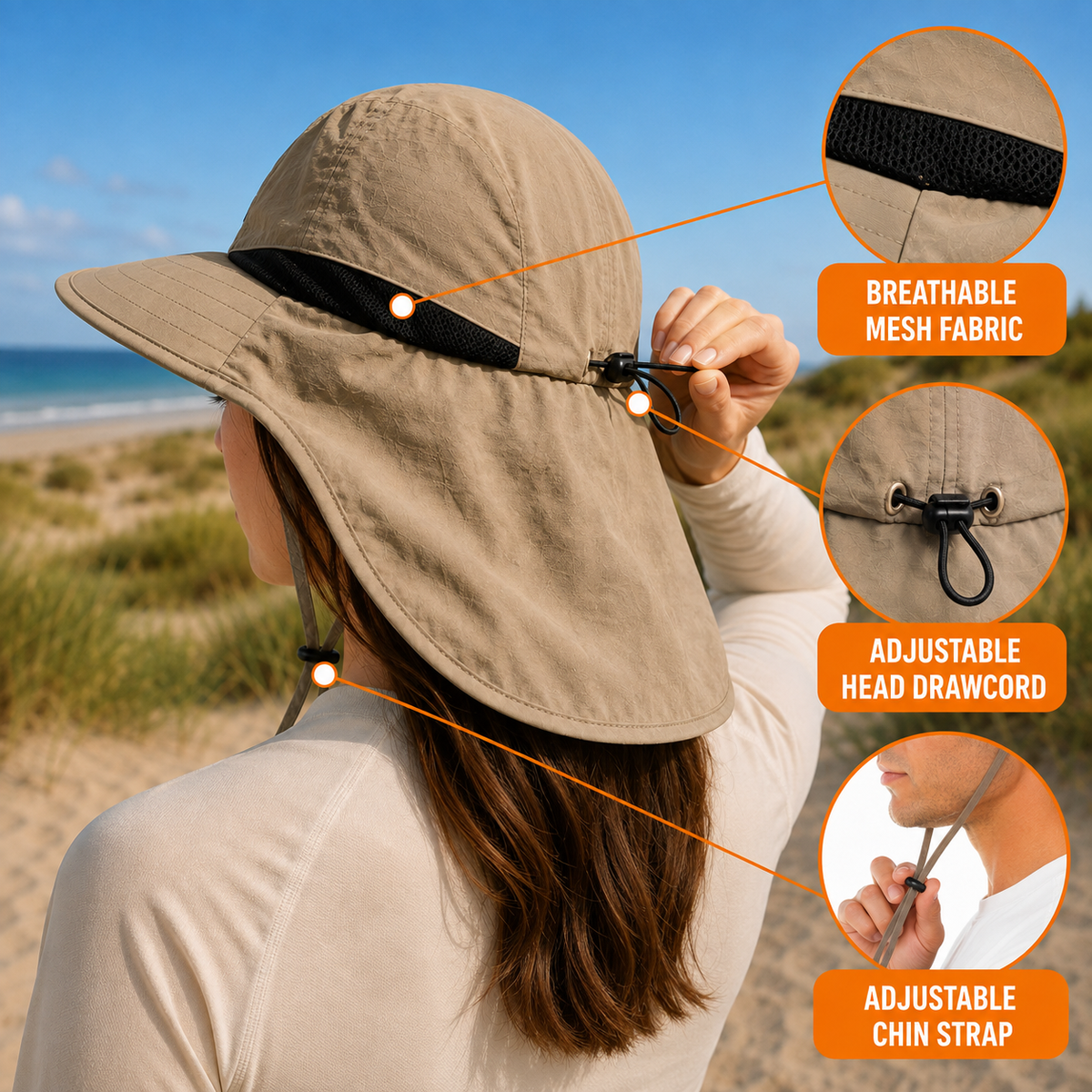 Thrives Outdoor | Brimwick Wide-Brim Hat with Neck Protection