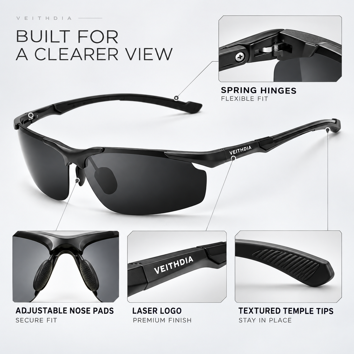 Thrives Outdoor | OptiShade Rectangular Sports Sunglasses