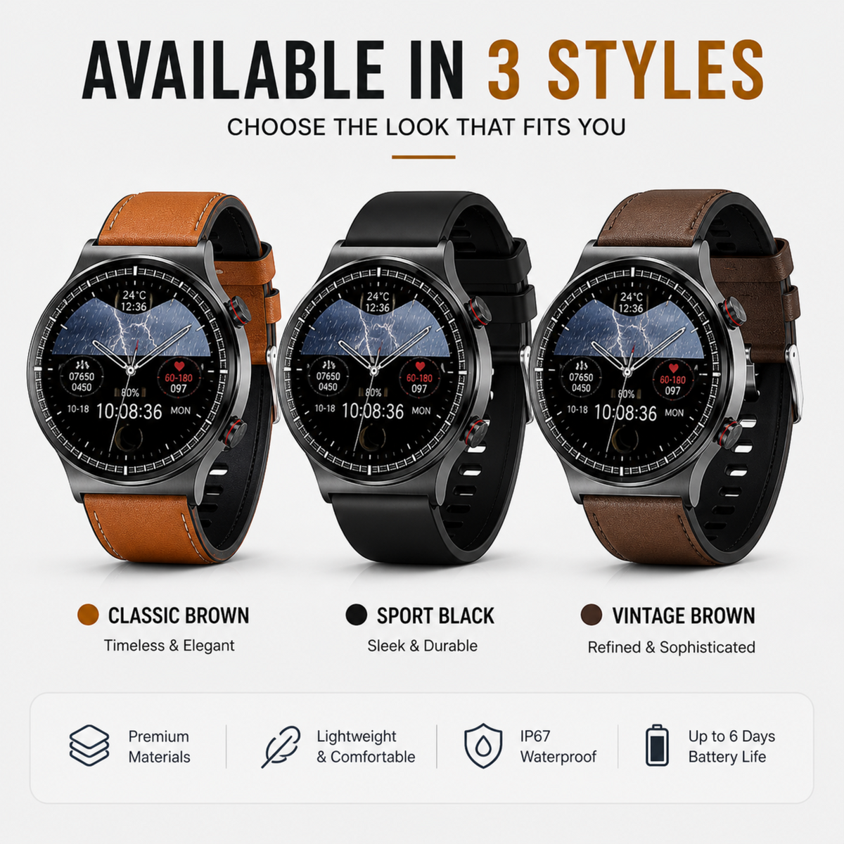Thrives Outdoor | Round HD Touchscreen Smartwatch