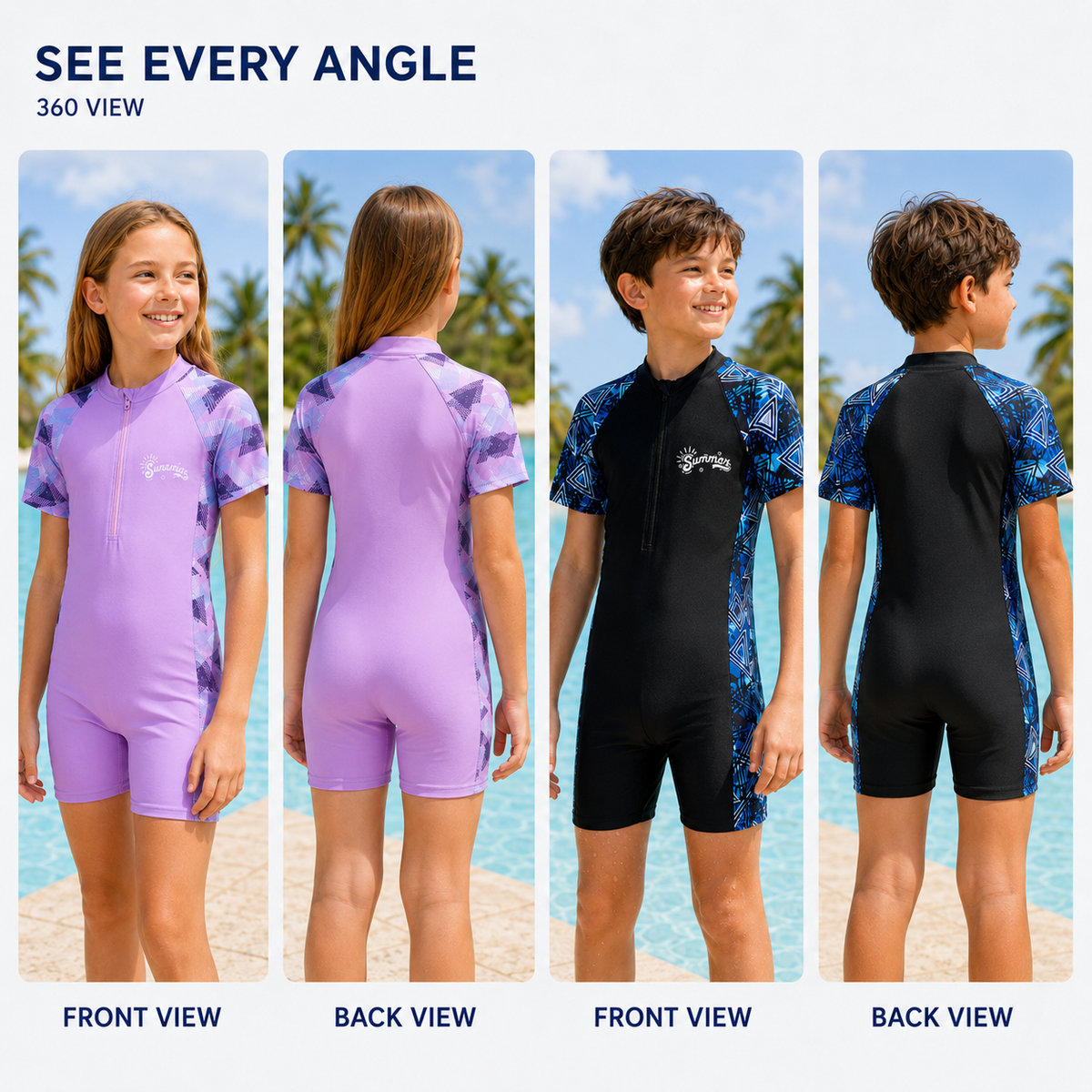 Thrives Outdoor | SunSwim Short-Sleeve One-Piece Swimsuit