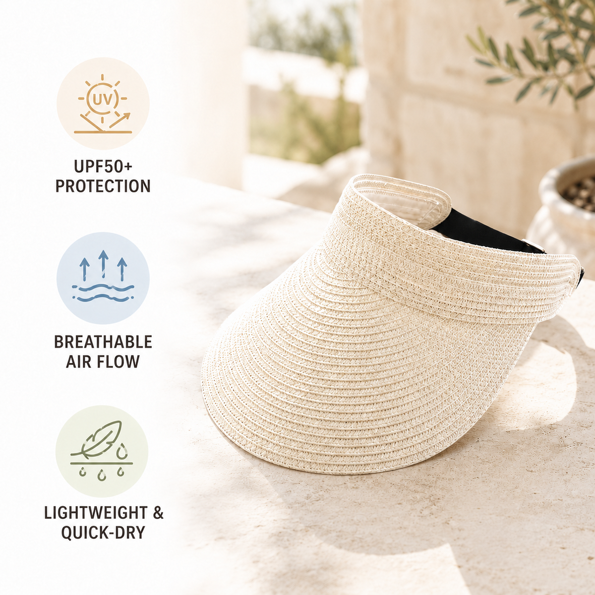 Thrives Outdoor | Vandra Woven Wide Brim Visor