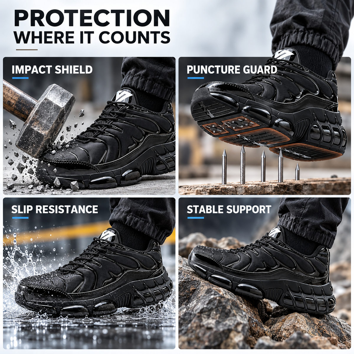 Ultra Lightweight Safety Shoes - Low Profile Sneaker Design