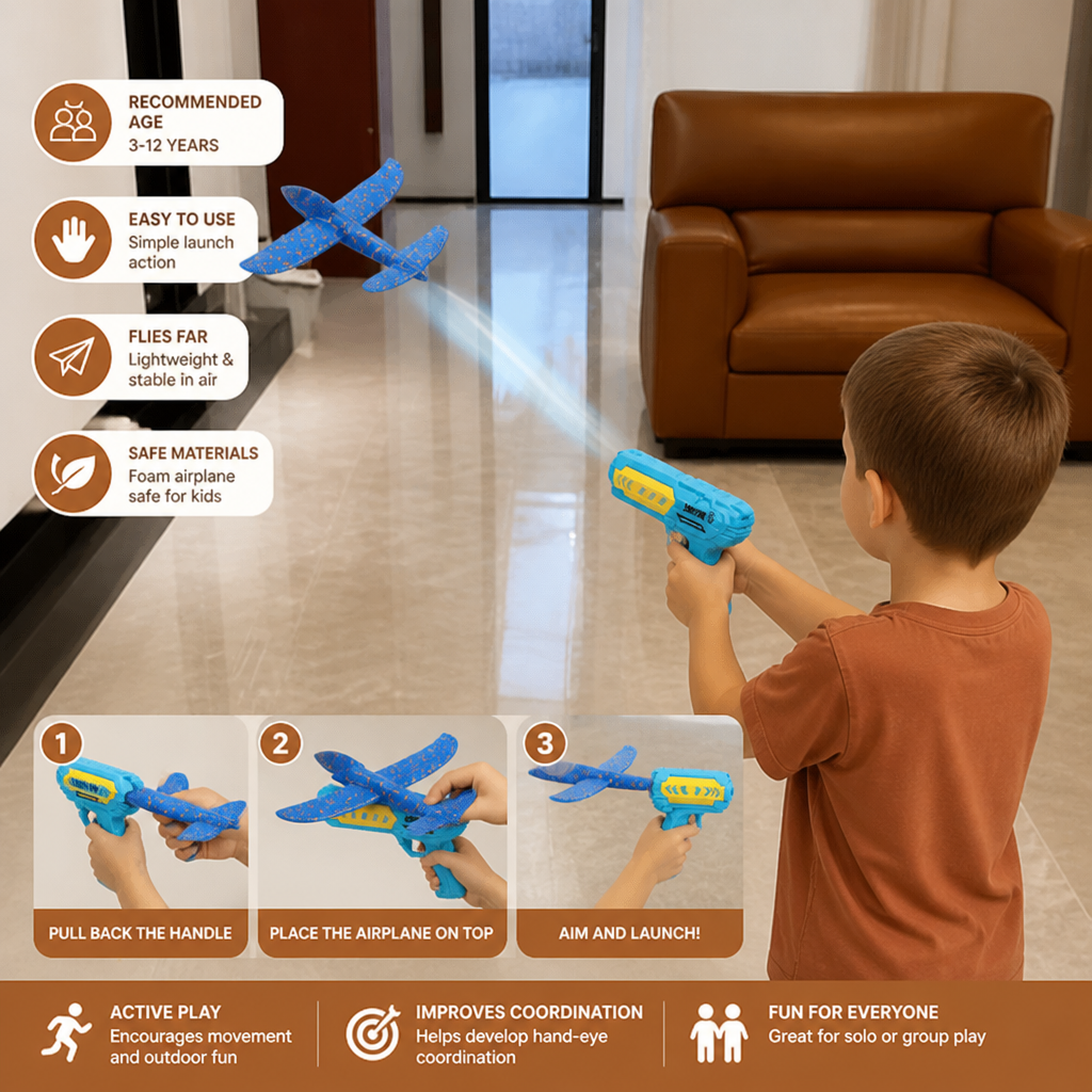 Foam Glider Airplane Launcher Set