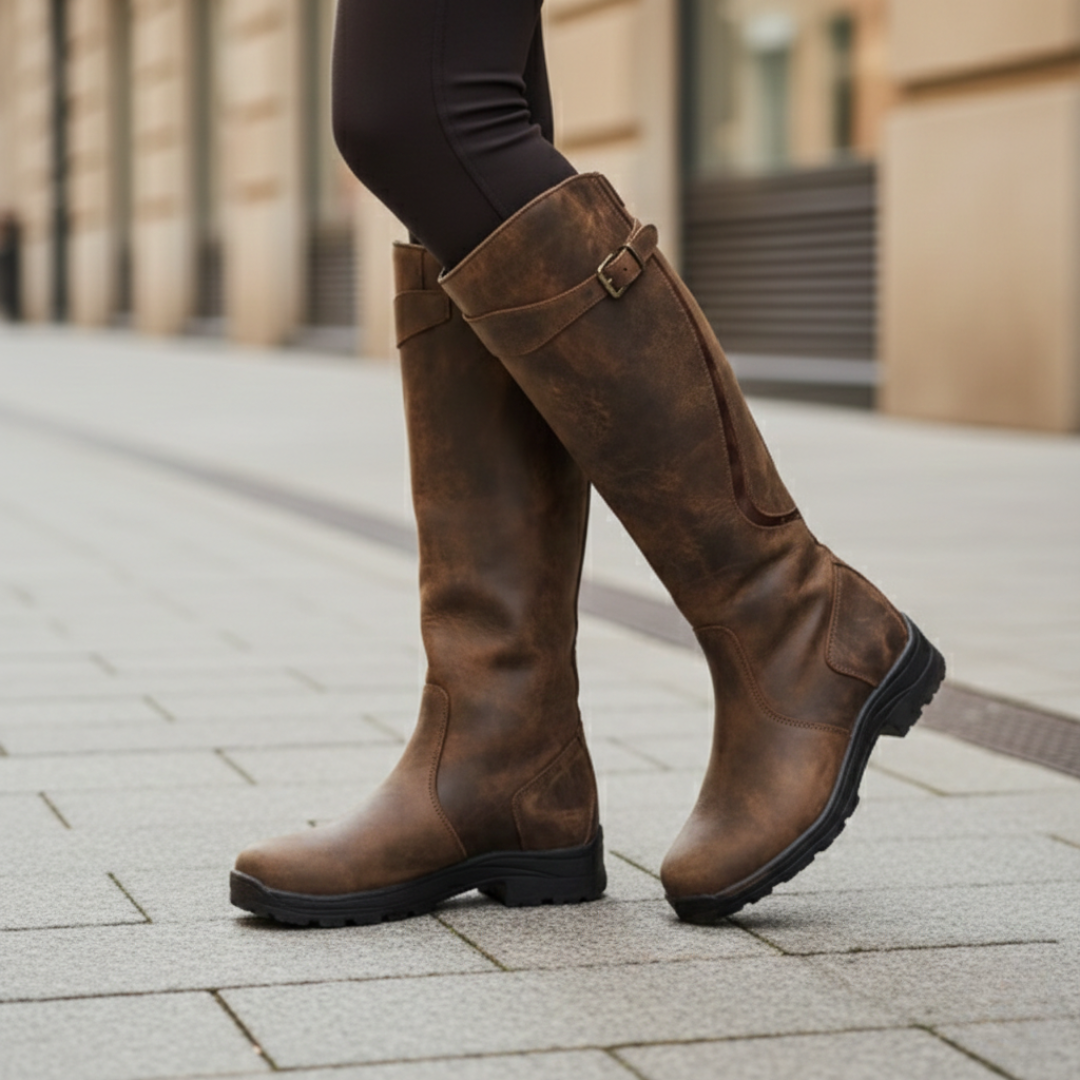 Waterproof Knee High Boots with Adjustable Buckle Strap