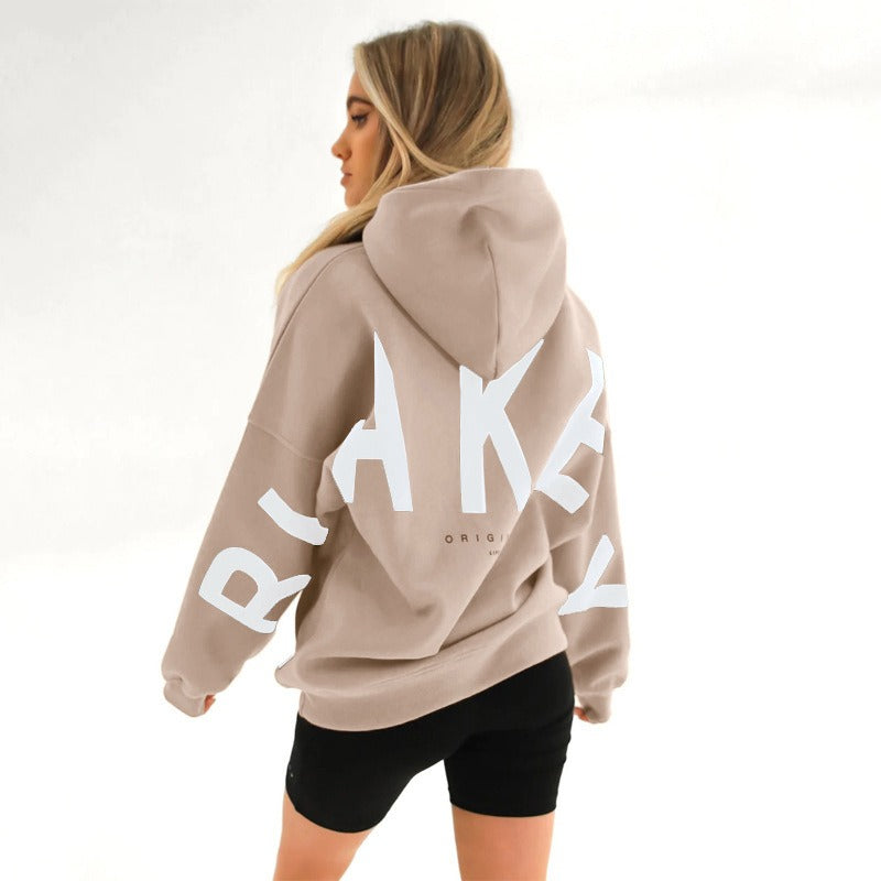 Women's Oversized Hoodie – Back Print, Long Sleeve