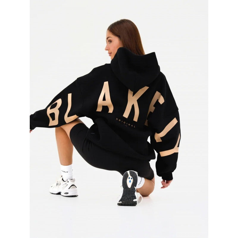 Women's Oversized Hoodie – Back Print, Long Sleeve