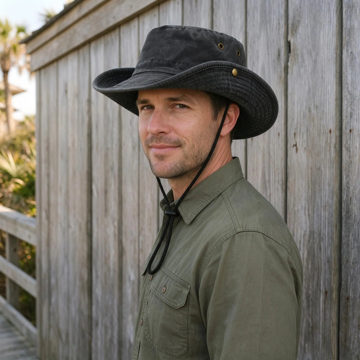 Wide Brim Hat With Chin Strap | Outdoor Sun Hat