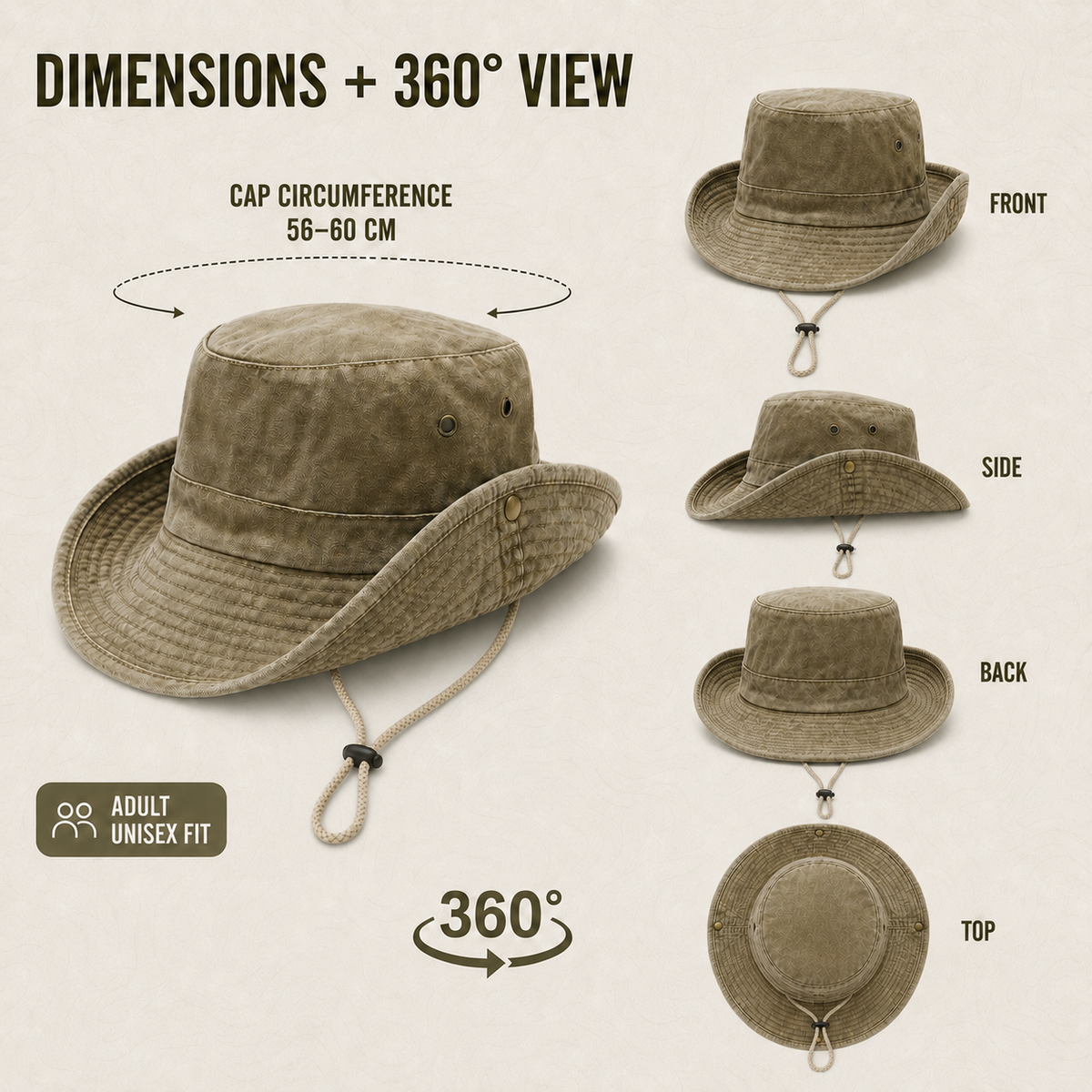 Wide Brim Hat With Chin Strap | Outdoor Sun Hat