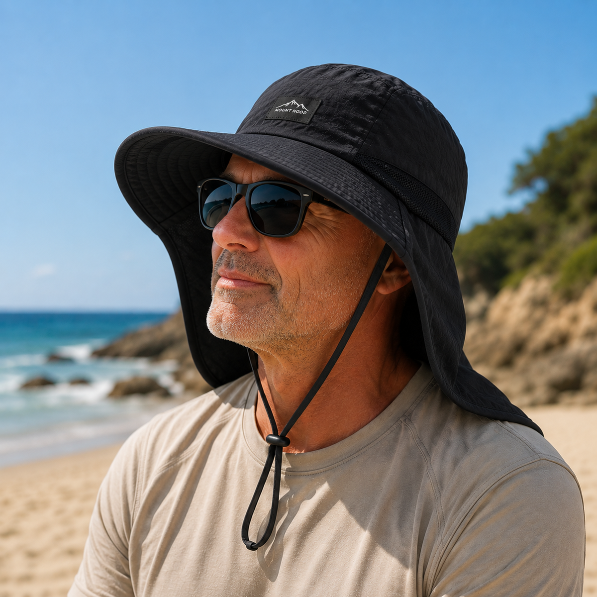 Wide Brim Sun Beach Hat With Flap | UPF 50+