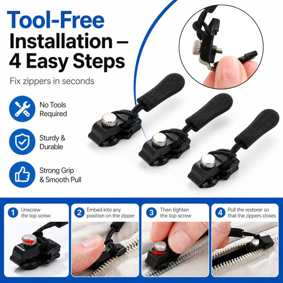 Universal Zipper Repair Tool | Instant Fix for Broken Zippers