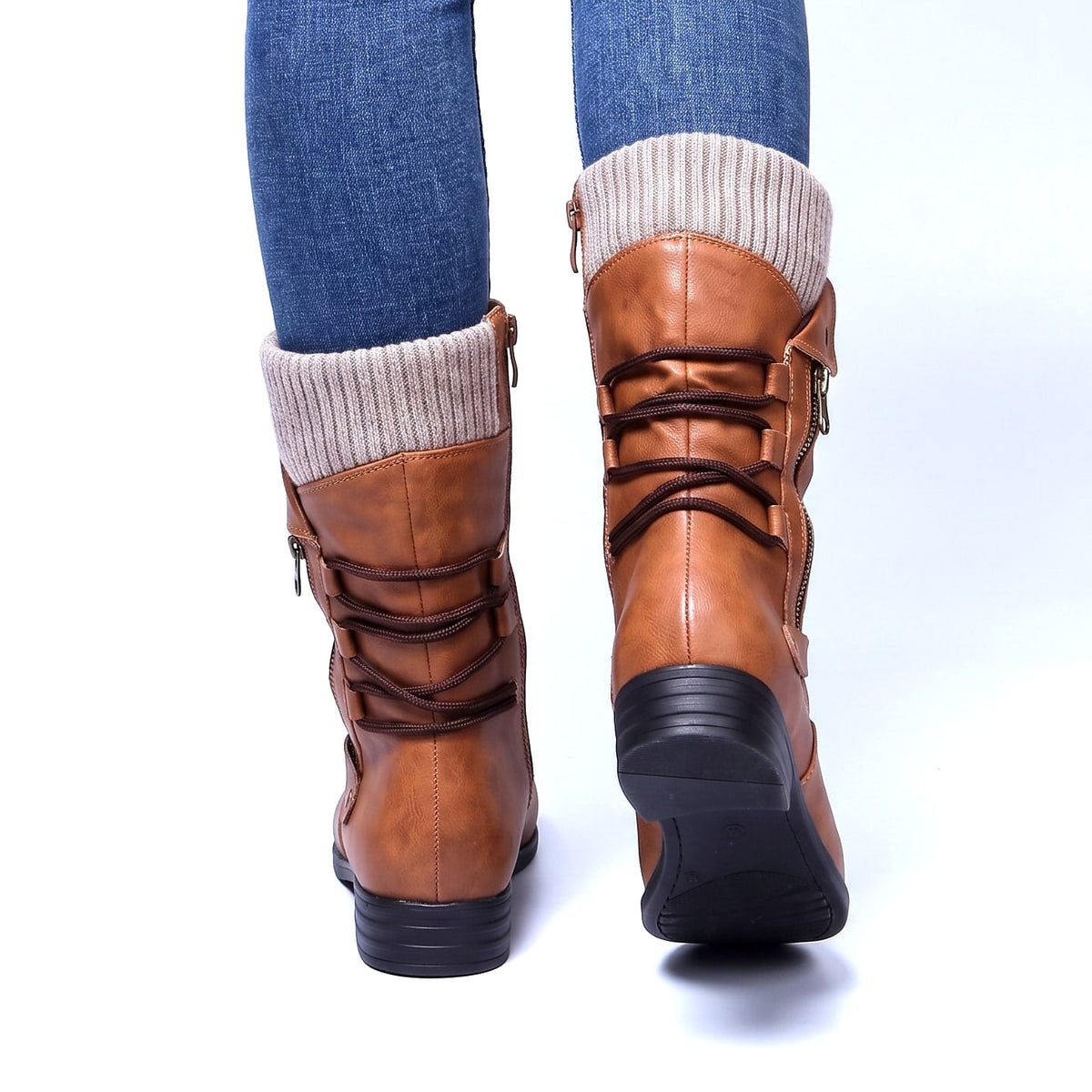 Cassara Knit-Cuff Boots