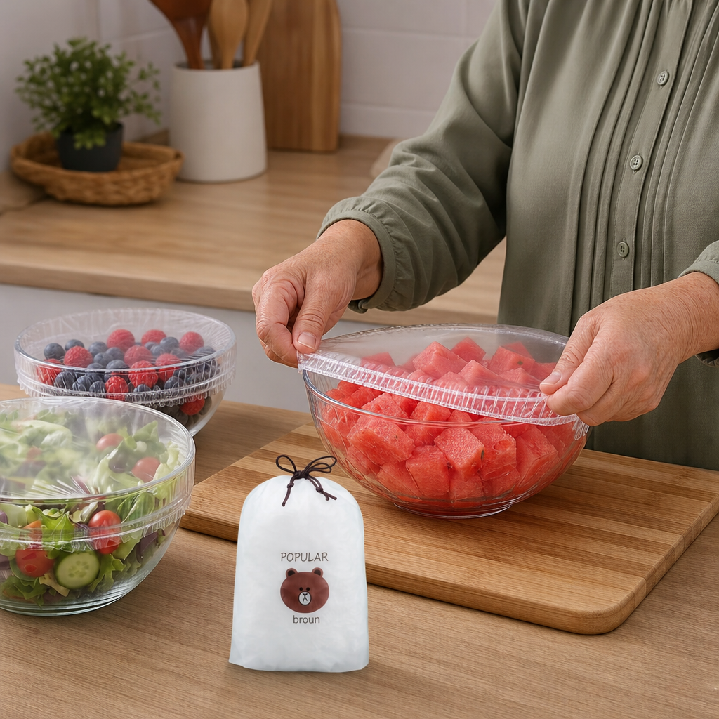 100-Piece Elastic Food Cover Set β Stretch-to-Fit Bowl & Plate Covers