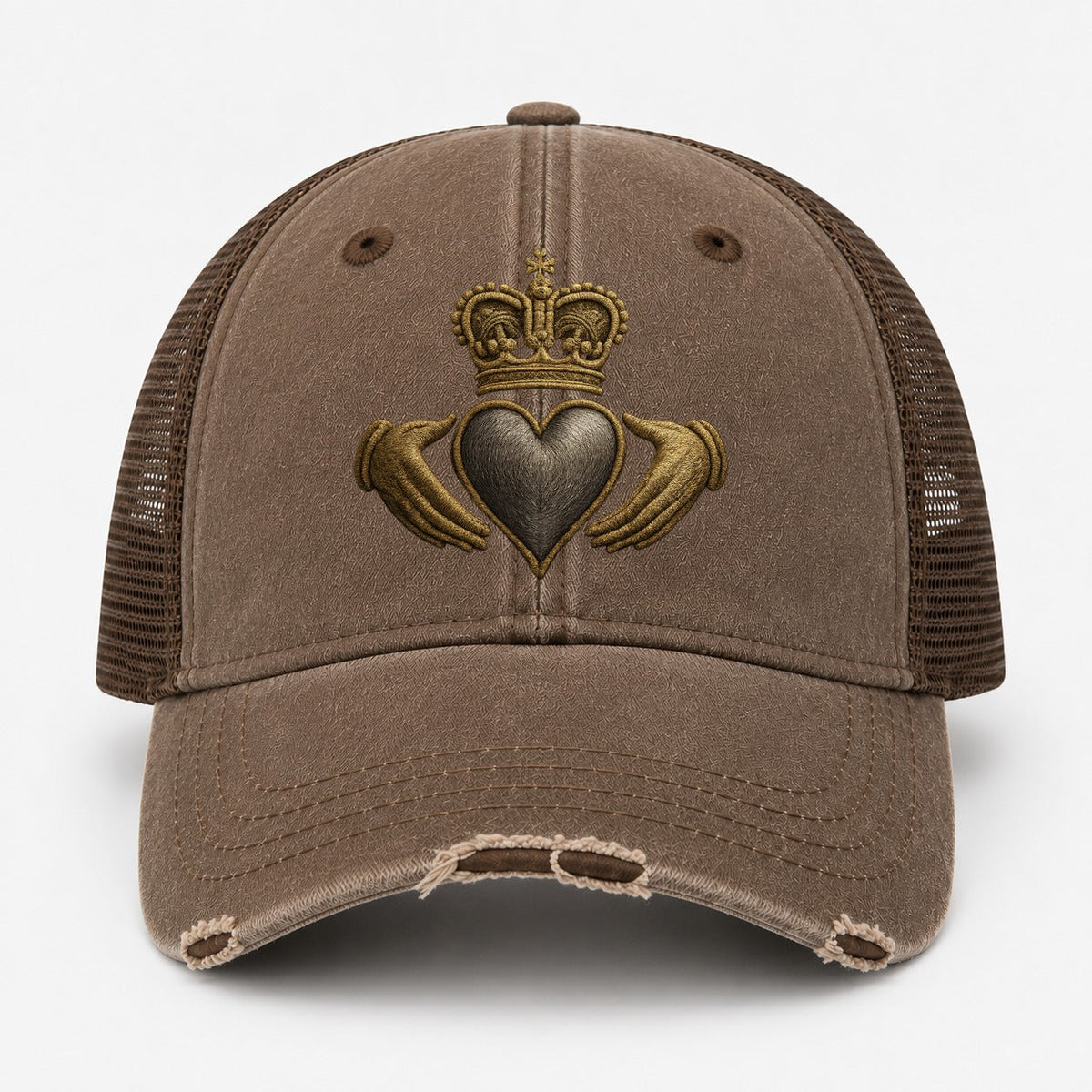 Claddagh Symbol Washed Trucker Hat