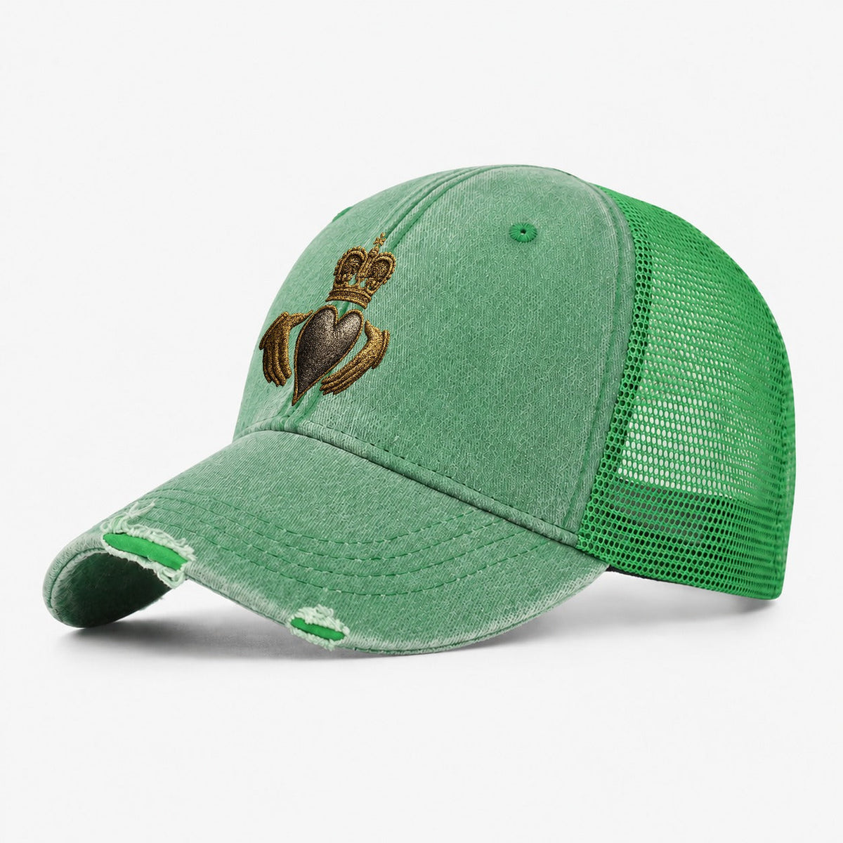 Claddagh Symbol Washed Trucker Hat