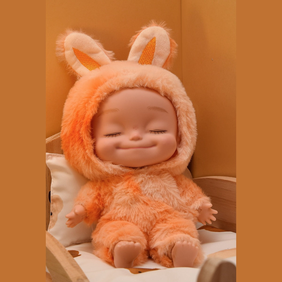 10.6 Inch Plush Animal Onesie Baby Doll with Eyes Closed, Posable
