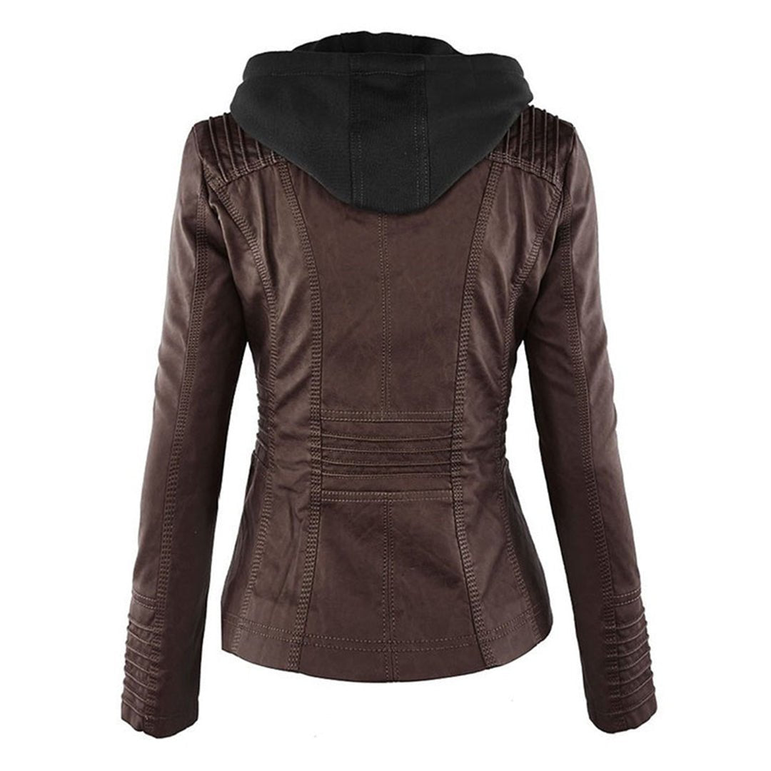 Moto Jacket with Removable Hood