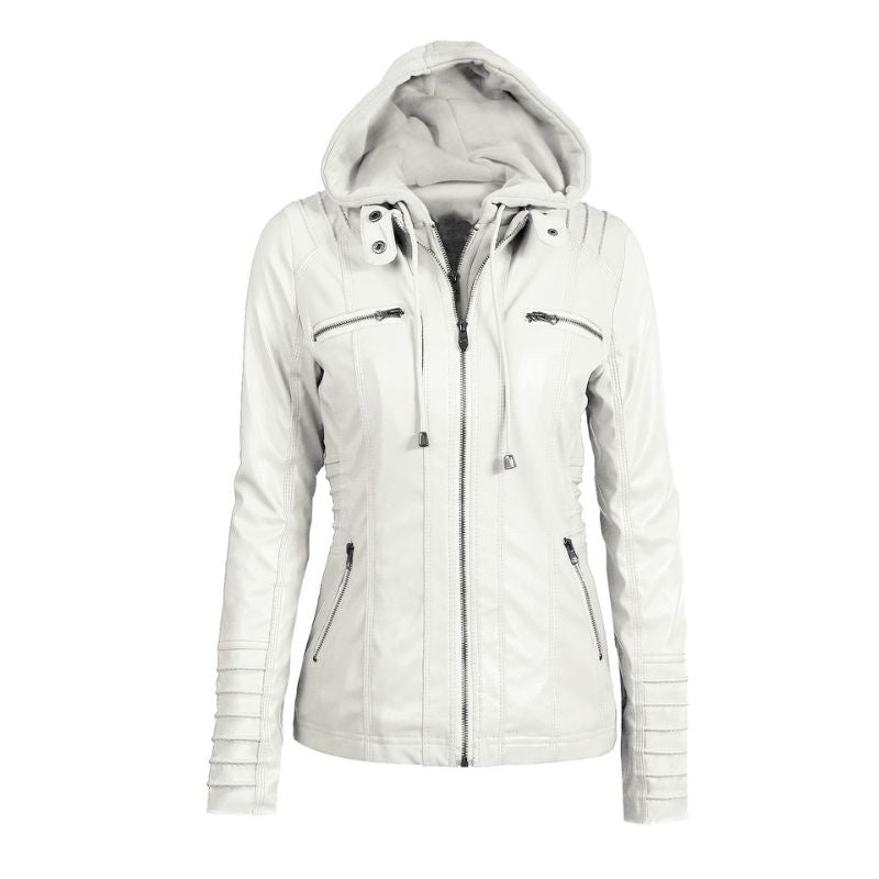 Moto Jacket with Removable Hood