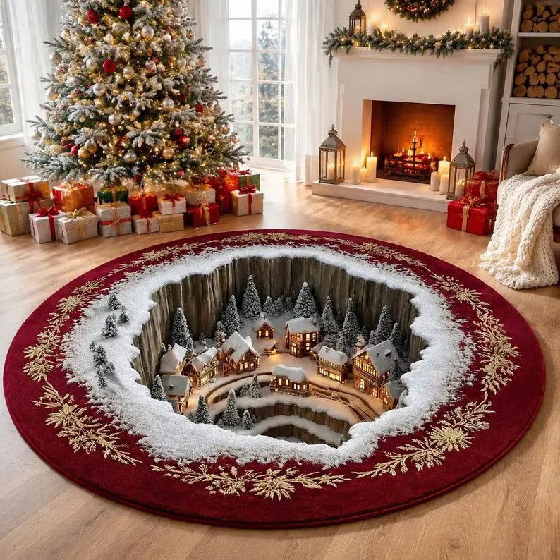 3D Swirl Quilted Christmas Rug