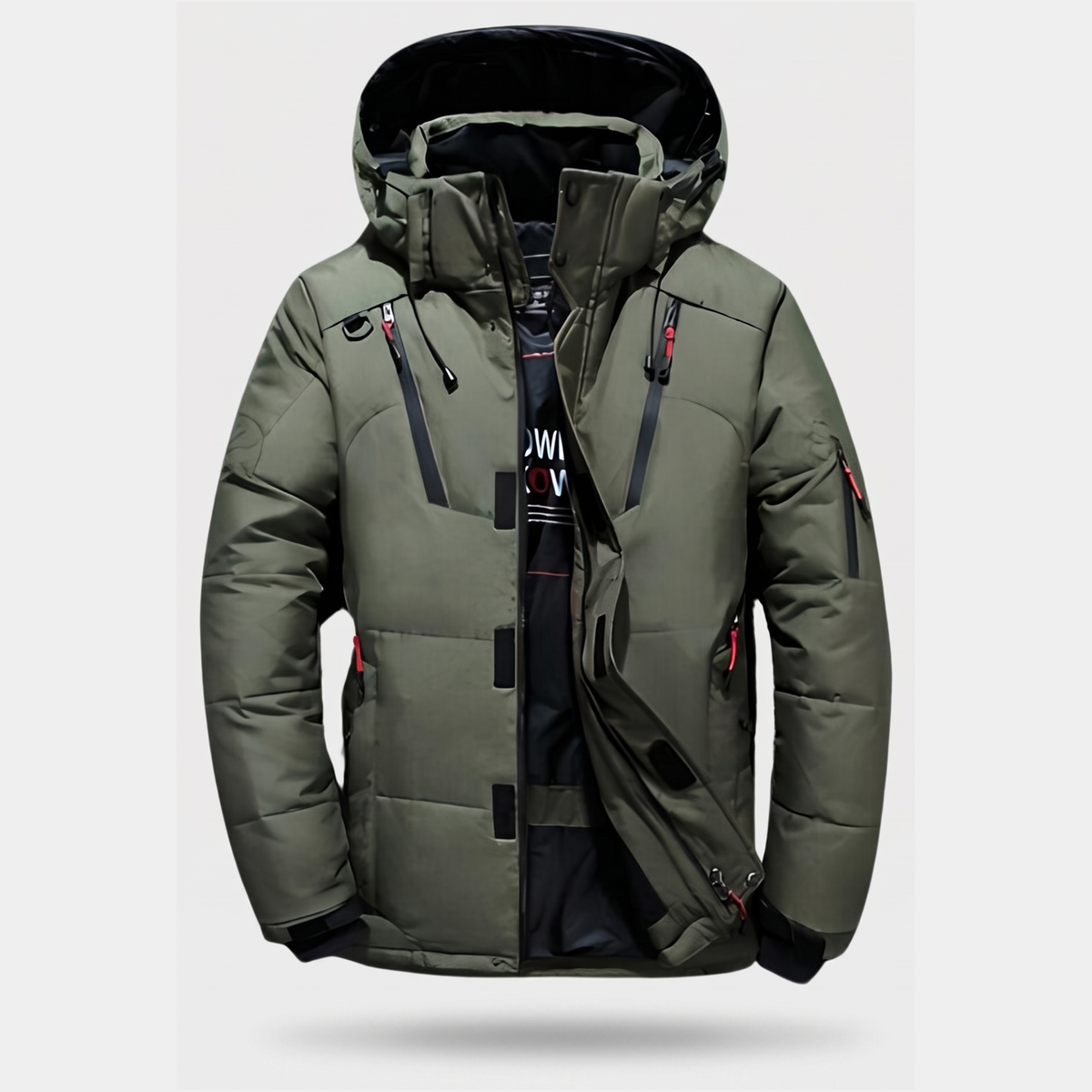 Men's Puffer Jacket - 7-Pocket Hooded Down Jacket for Winter