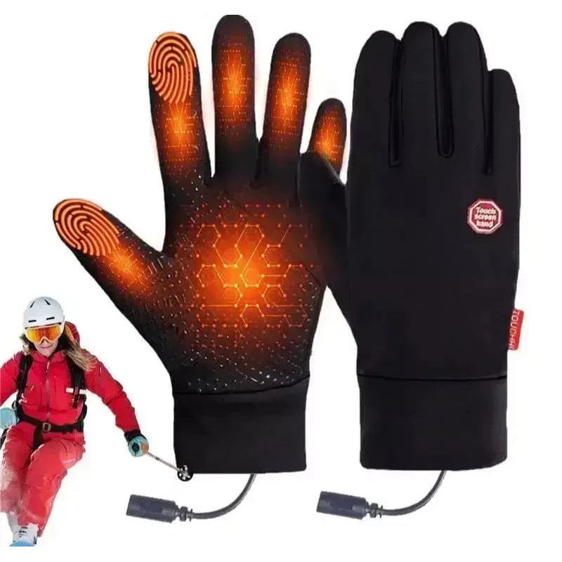 Heated Winter Thermal Gloves with Touchscreen Fingertips and Zipper Back