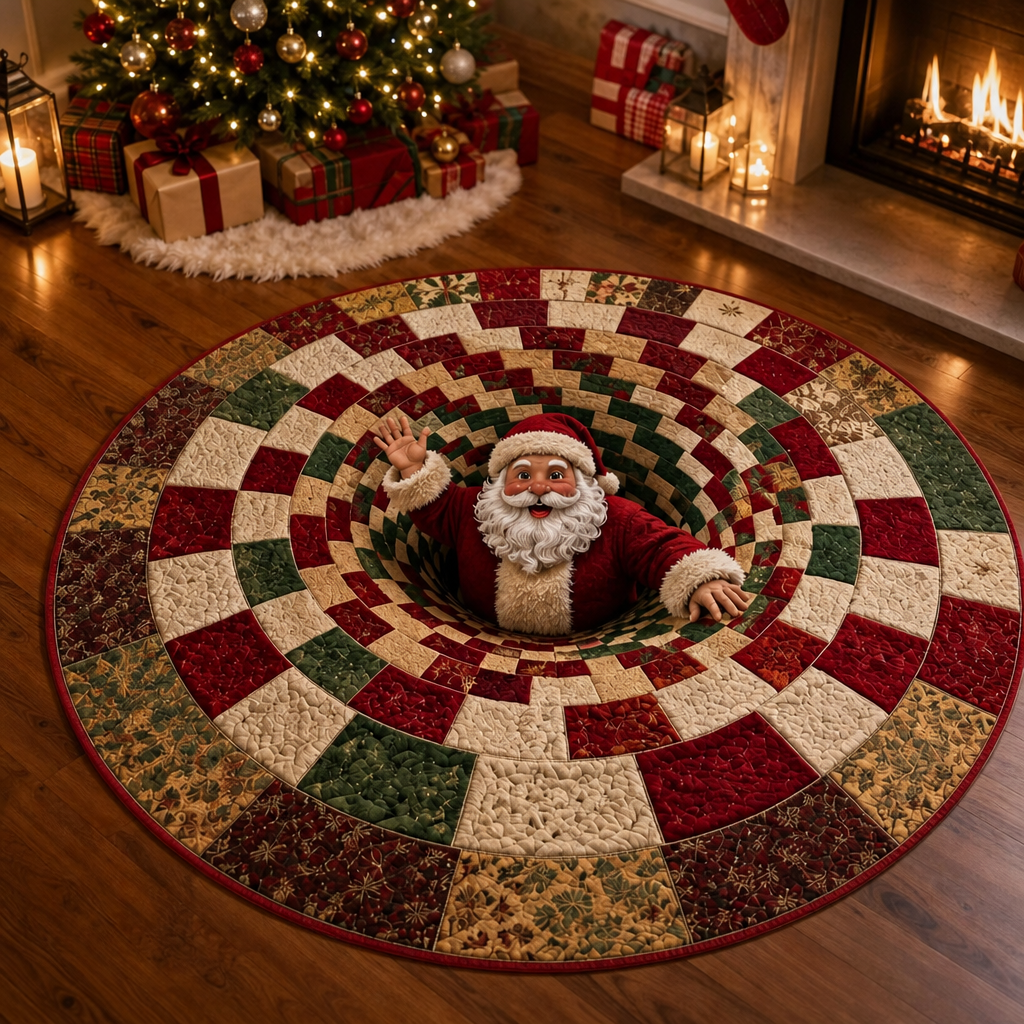 3D Swirl Quilted Christmas Rug