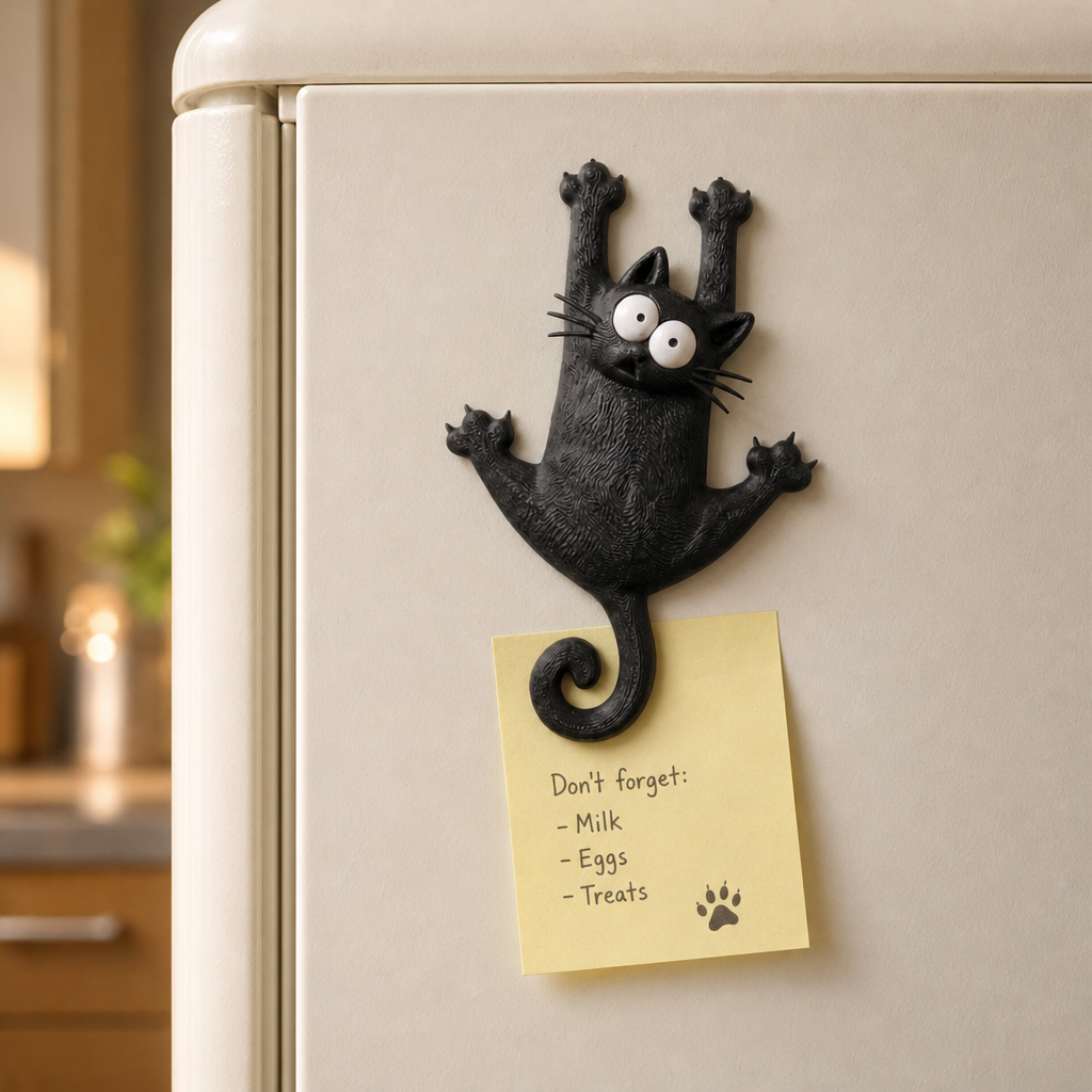 Hanging Black Cat Refrigerator Magnet