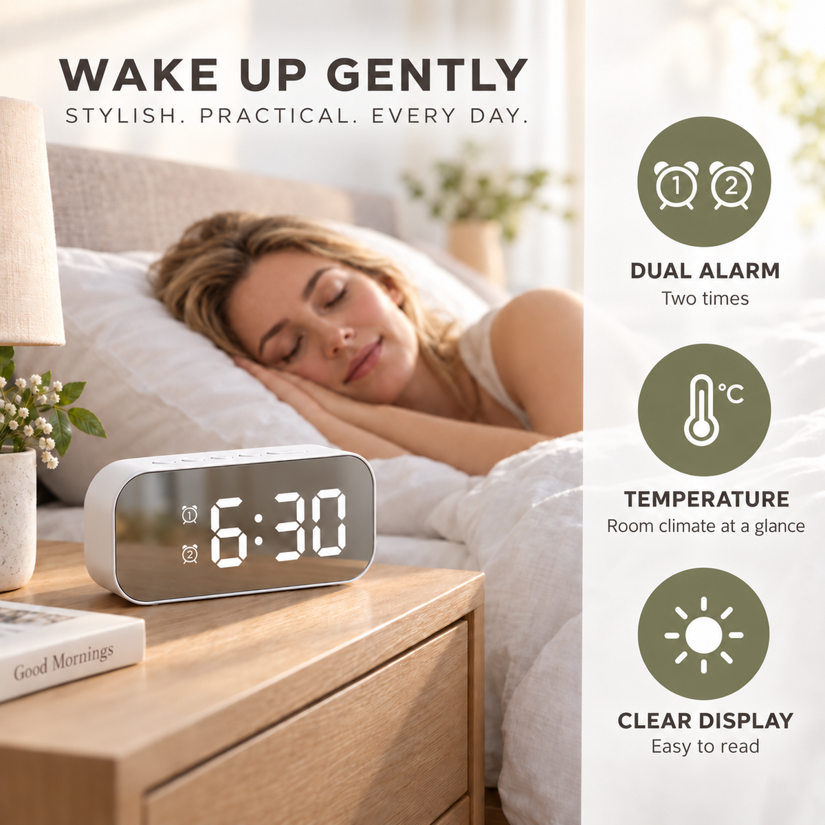 Thrives Outdoor | Lumenoct Modern LED Digital Alarm Clock