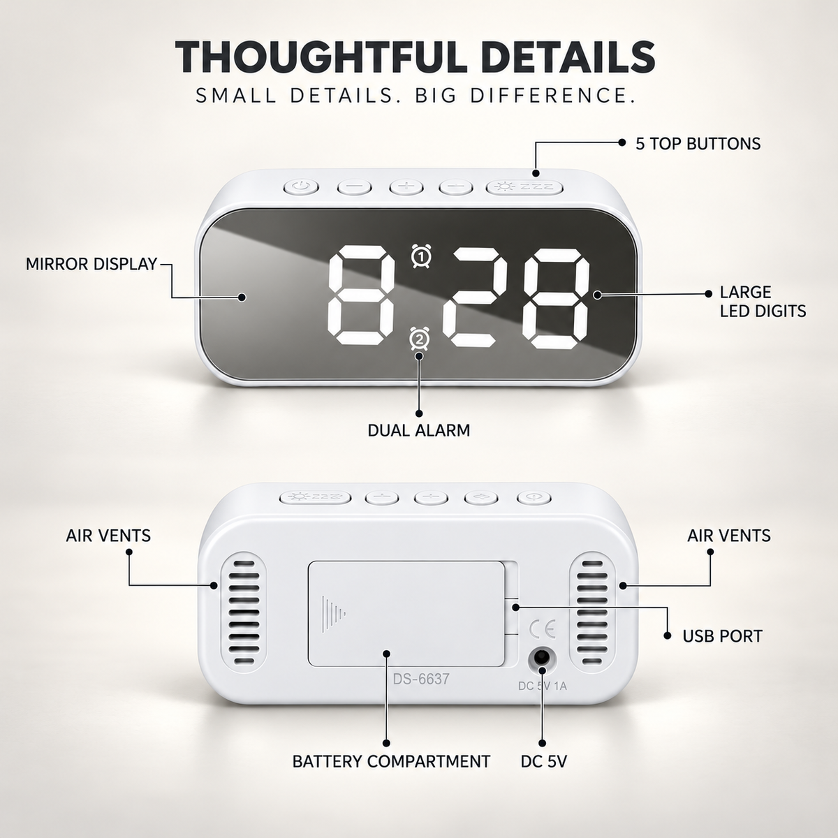 Thrives Outdoor | Lumenoct Modern LED Digital Alarm Clock