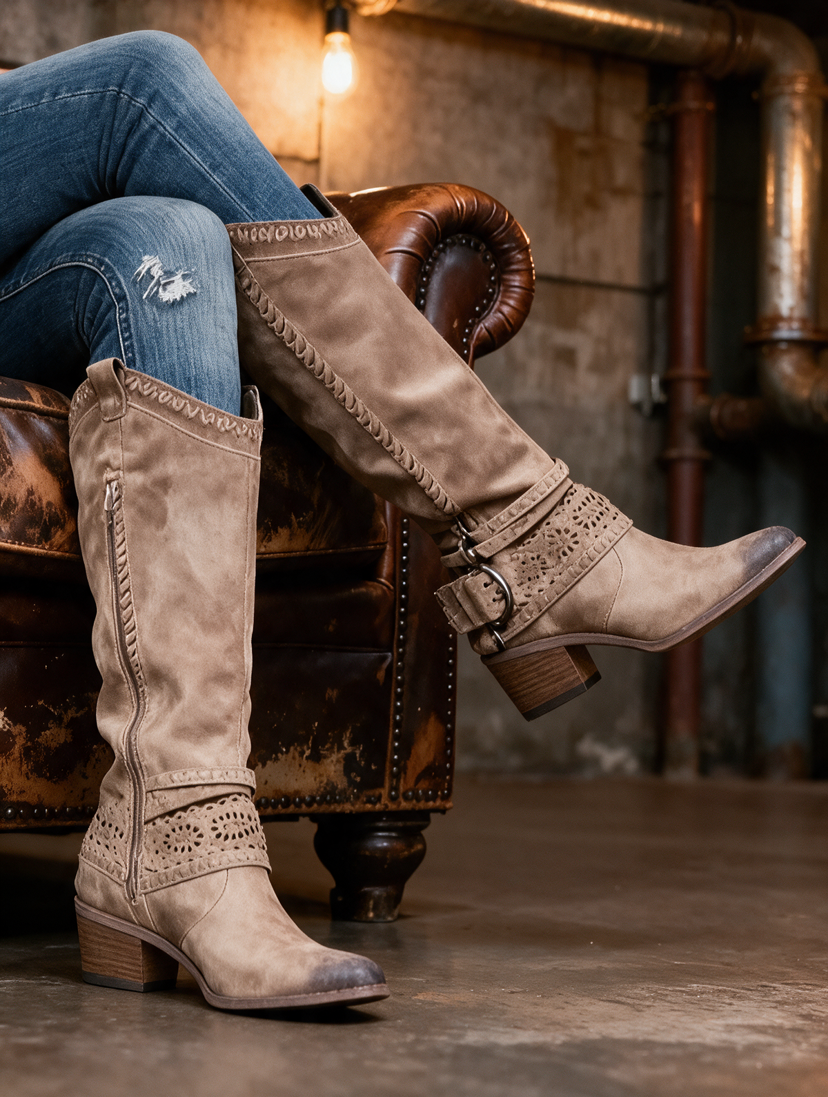 Sophie Western Boots with Strap Detail