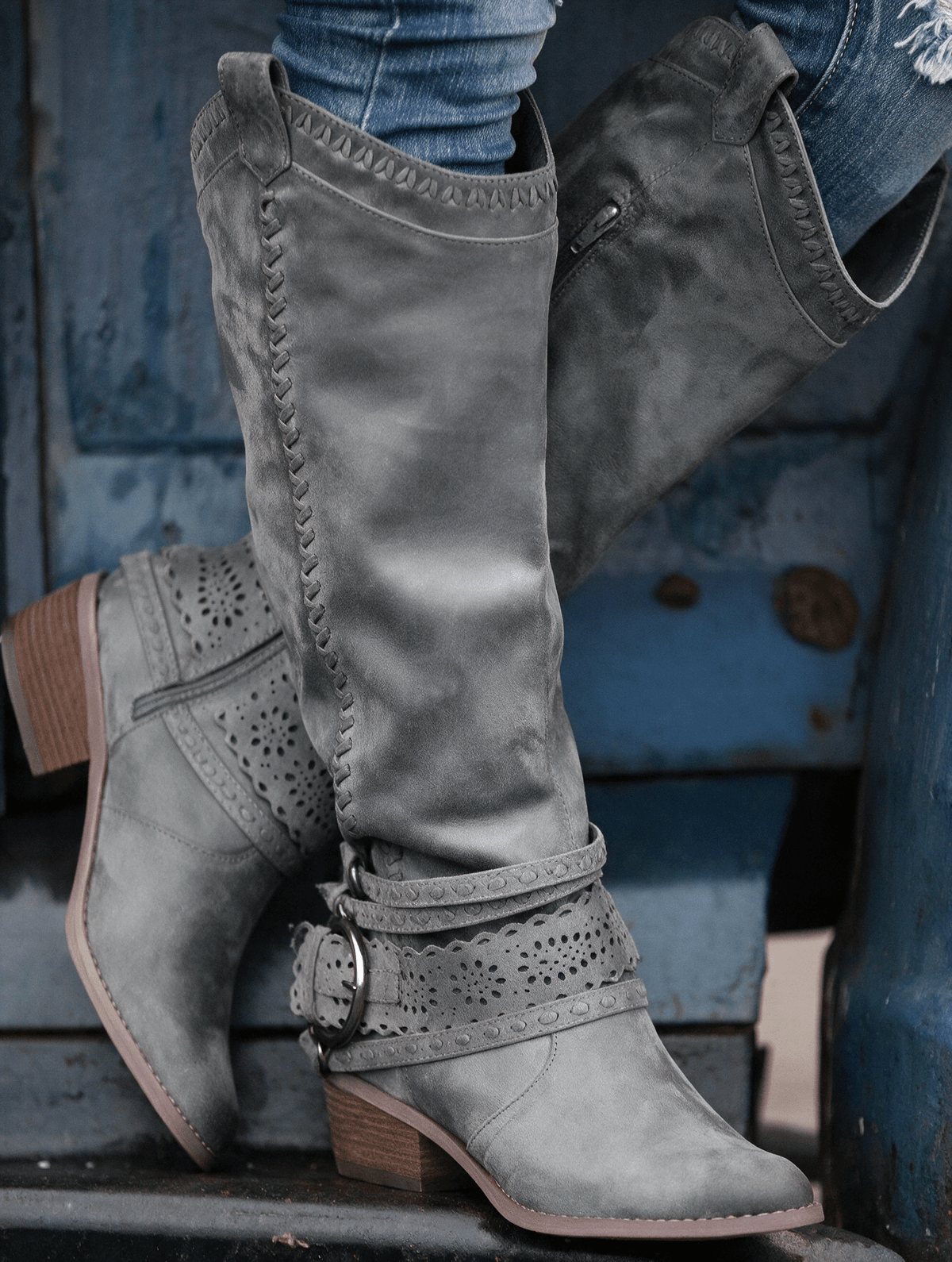 Sophie Western Boots with Strap Detail