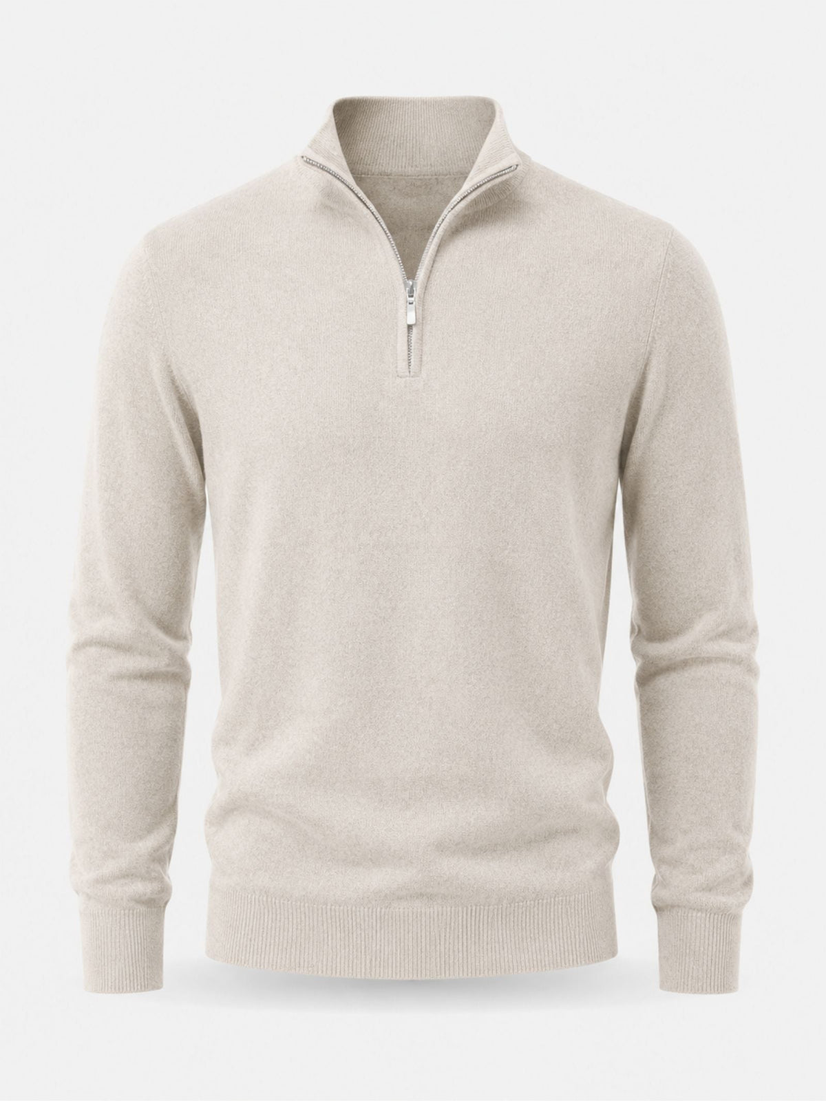 Men's Merino Wool Sweater with V-Neck and Zip Detail