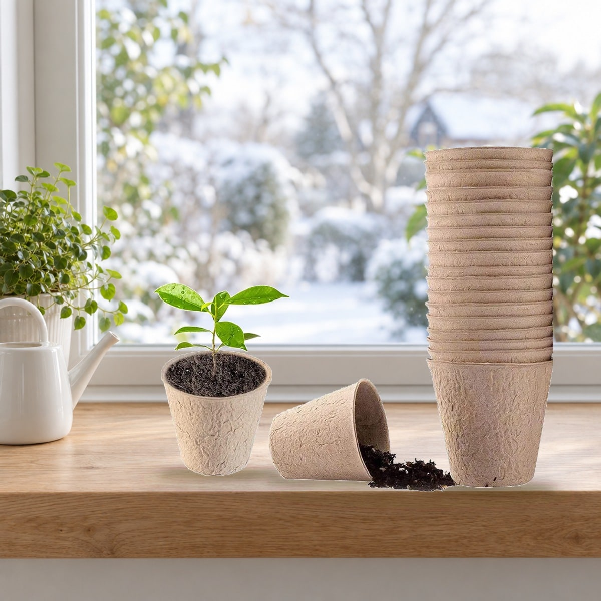 Biodegradable Plant Pots for Seed Cards – 20 Pots, 8 cm