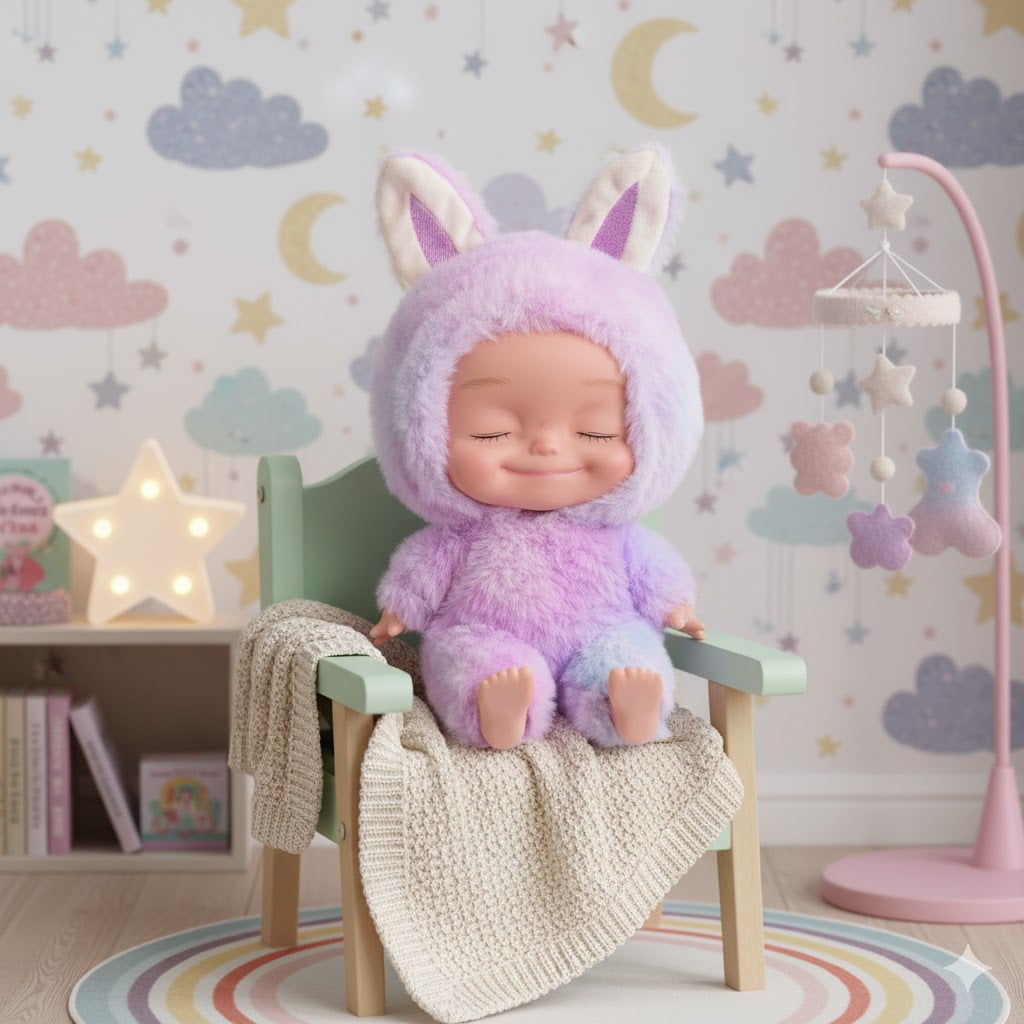 10.6 Inch Plush Animal Onesie Baby Doll with Eyes Closed, Posable