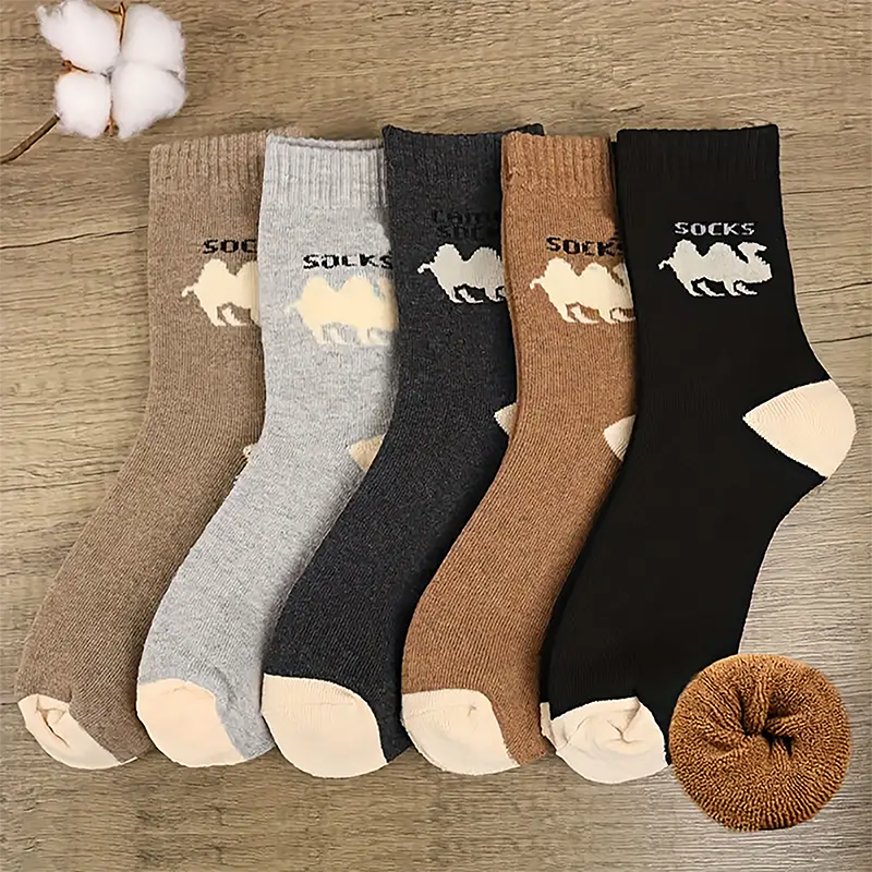 Vintage-Style Imitation Wool Socks with Thick Terry Lining