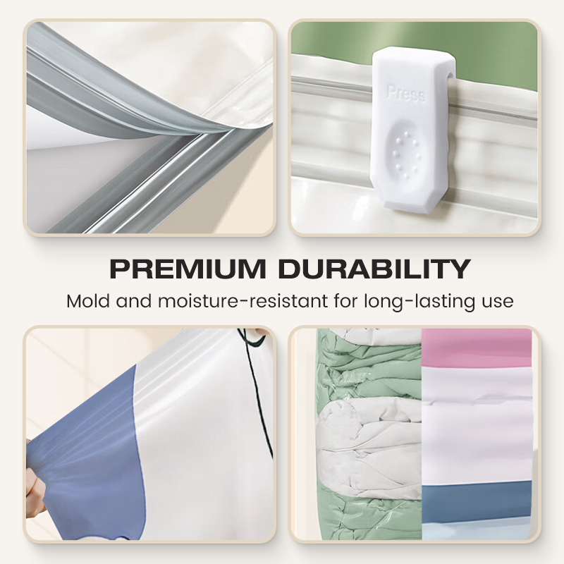 Large Compressible Vacuum Storage Bag - No Pump, Waterproof & Ideal for Saving Space in Suitcases and at Home
