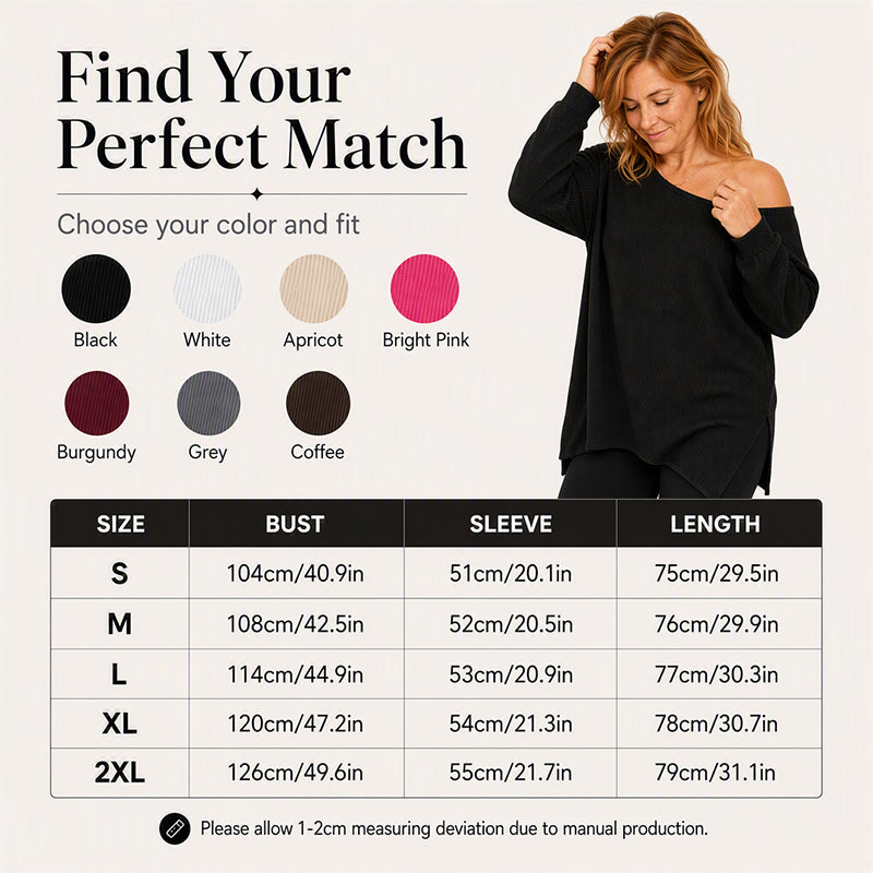 Off-Shoulder Blouse with Side Split – Flowing Drape & Modern Edge for Any Casual Occasion