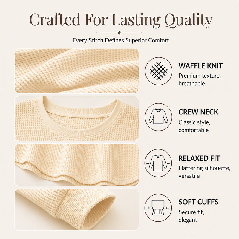 Waffle Texture Sweatshirt – Easy Breezy Fit & Classic Style for Any Casual Look