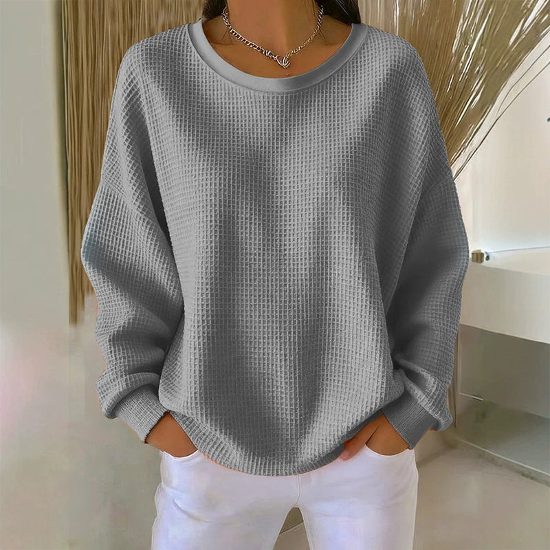 Waffle Texture Sweatshirt – Easy Breezy Fit & Classic Style for Any Casual Look