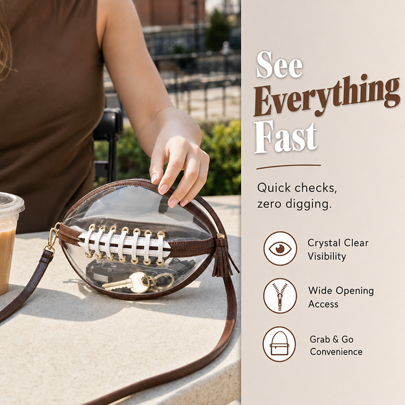 Game-Day Statement Women's Clear Football-Shaped Crossbody Bag