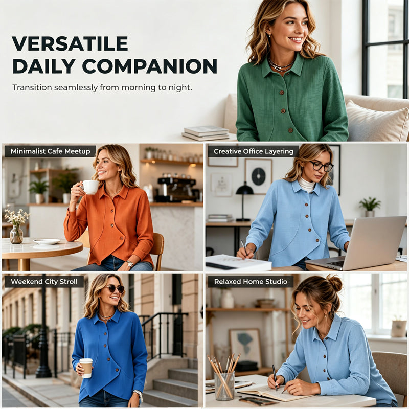 Soft Waffle Knit Top with Irregular Hem – Versatile Colors for Any Casual Occasion