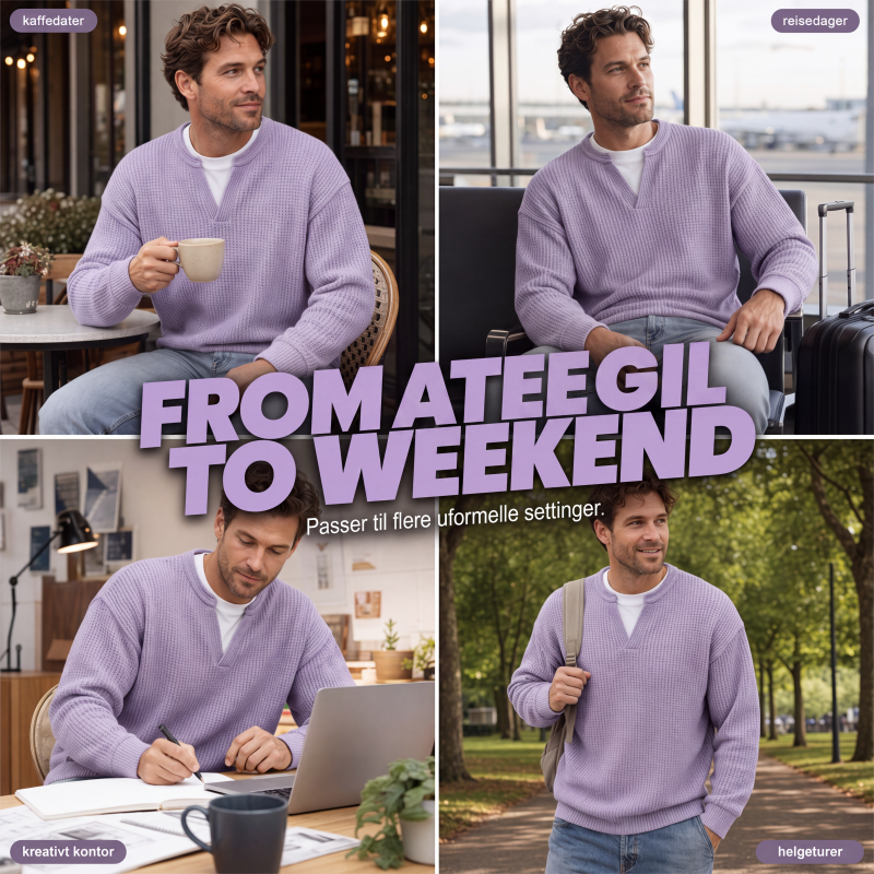 Layered Comfortable Waffle Sweater