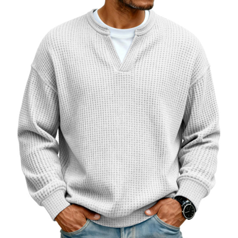 Layered Comfortable Waffle Sweater
